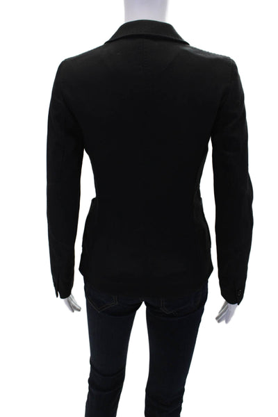 Massimo Dutti Womens Textured Collar Long Sleeve Button Blazer Black Size EUR 34