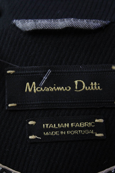 Massimo Dutti Womens Textured Collar Long Sleeve Button Blazer Black Size EUR 34