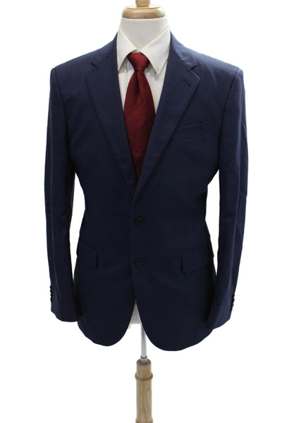 Joseph Abboud Mens Wool Two Button Solid Blazer Jacket Blue 40