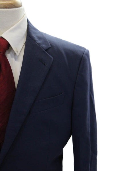 Joseph Abboud Mens Wool Two Button Solid Blazer Jacket Blue 40