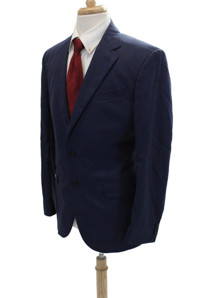 Joseph Abboud Mens Wool Two Button Solid Blazer Jacket Blue 40
