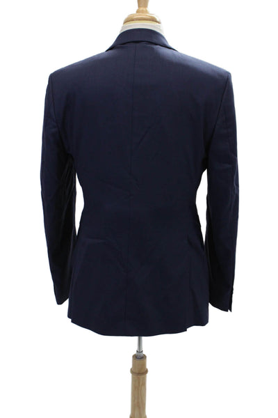 Joseph Abboud Mens Wool Two Button Solid Blazer Jacket Blue 40