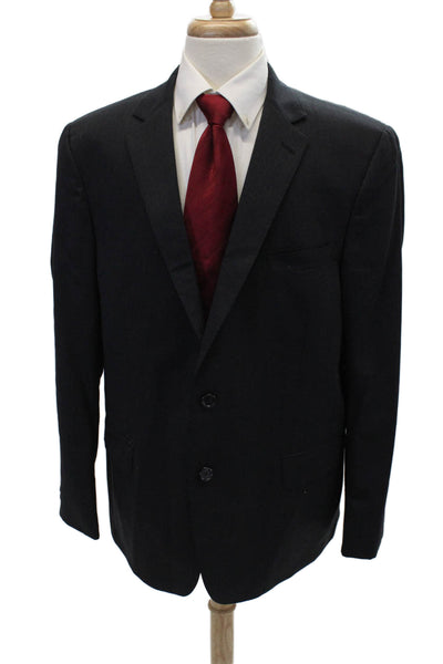 Hart Schaffner Marx Mens Wool Two Button Notched Lapel Blazer Black Size 48