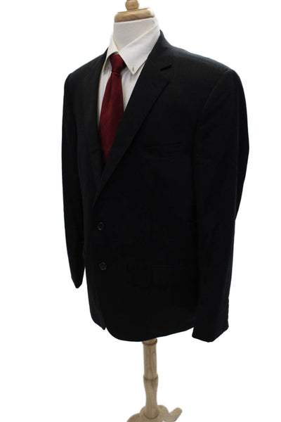 Hart Schaffner Marx Mens Wool Two Button Notched Lapel Blazer Black Size 48