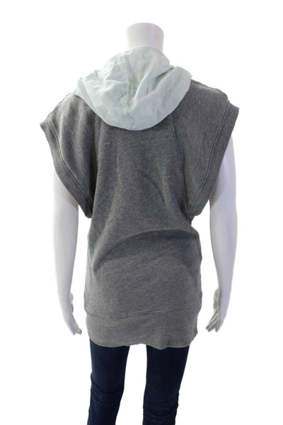 Free People Womens Cotton Hooded V-Neck Sleeveless Blouse Top Gray Size M
