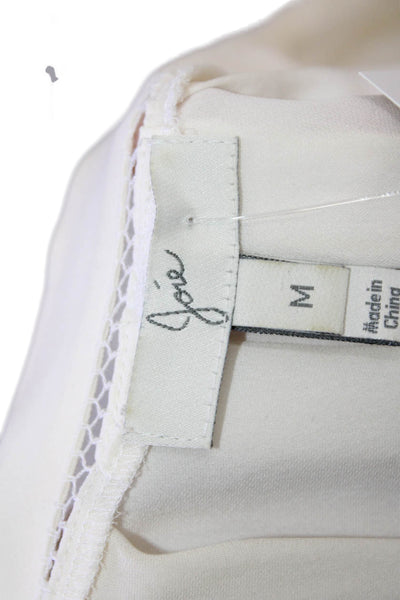 Joie Womens Silk V-Neck Long Peasant Sleeve Sheer Blouse Solid White Size M