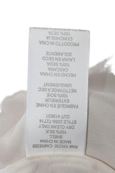 Joie Womens Silk V-Neck Long Peasant Sleeve Sheer Blouse Solid White Size M