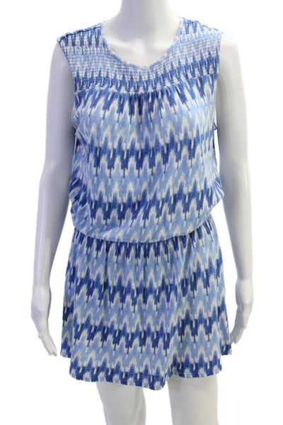 Soft Joie Womens Cotton Smocked Detail Sleeveless Mini Dress Blue Size S