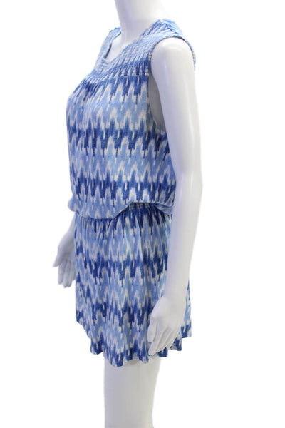 Soft Joie Womens Cotton Smocked Detail Sleeveless Mini Dress Blue Size S