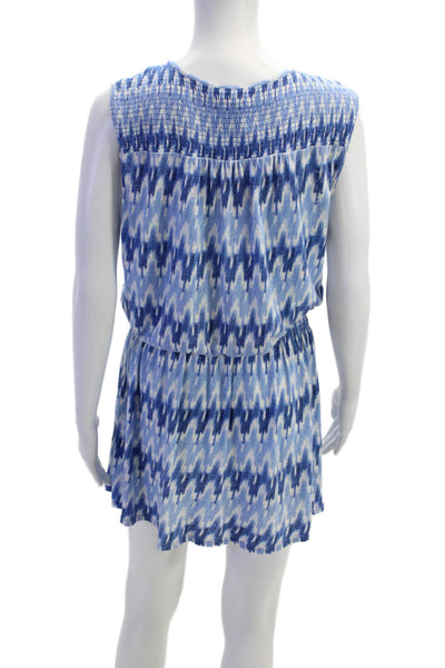 Soft Joie Womens Cotton Smocked Detail Sleeveless Mini Dress Blue Size S