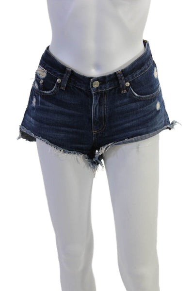 Rag & Bone Jean Womens Cotton Distressed Detail Denim Shorts Blue Size 27