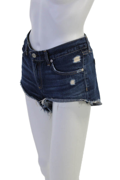 Rag & Bone Jean Womens Cotton Distressed Detail Denim Shorts Blue Size 27