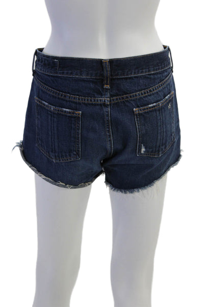 Rag & Bone Jean Womens Cotton Distressed Detail Denim Shorts Blue Size 27