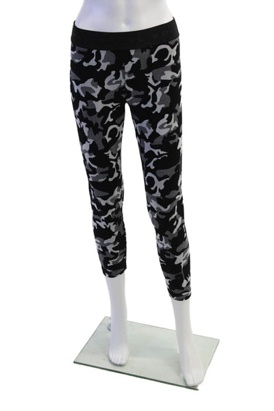 Koral Womens Elastic Waist Camouflage Print Athletic Leggings Gray Size M