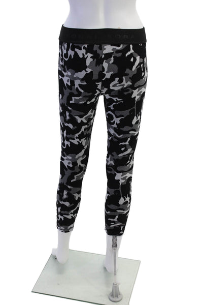 Koral Womens Elastic Waist Camouflage Print Athletic Leggings Gray Size M