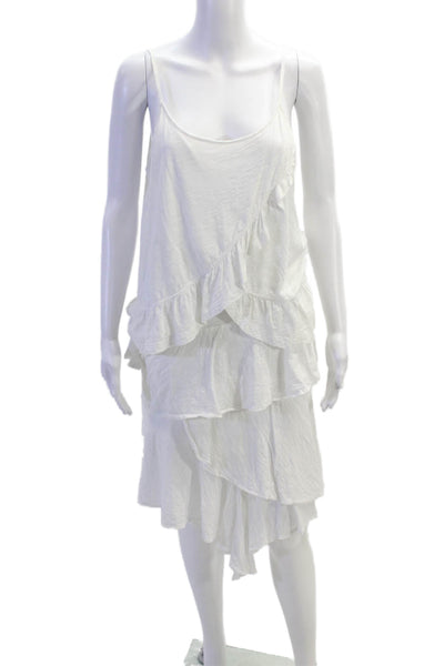 Goldie Womens Cotton Layered Detail Knee Length Skirt And Top Set White Size M