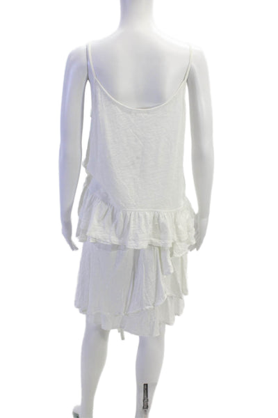Goldie Womens Cotton Layered Detail Knee Length Skirt And Top Set White Size M