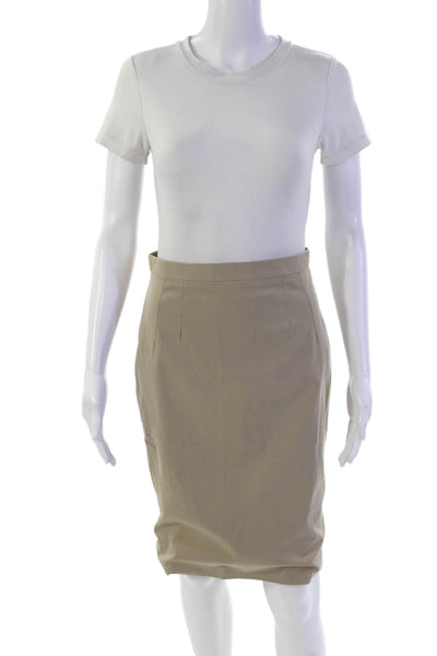 Dolce & Gabbana Womesn Cotton Solid Zip Up Knee Length Pencil Skirt Tan Size 40
