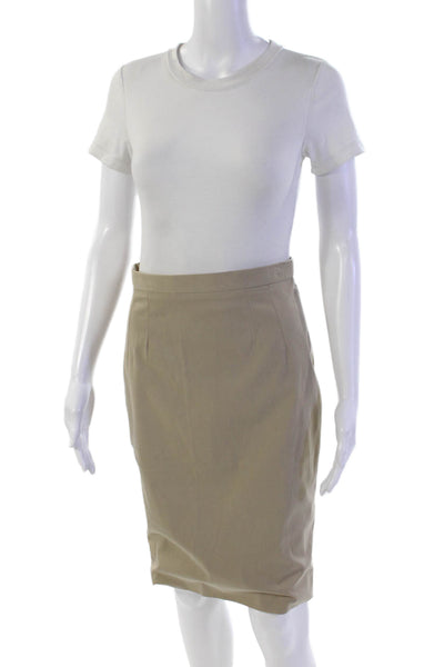 Dolce & Gabbana Womesn Cotton Solid Zip Up Knee Length Pencil Skirt Tan Size 40