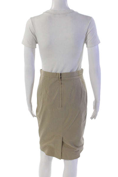 Dolce & Gabbana Womesn Cotton Solid Zip Up Knee Length Pencil Skirt Tan Size 40