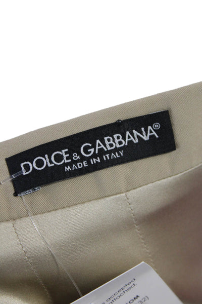 Dolce & Gabbana Womesn Cotton Solid Zip Up Knee Length Pencil Skirt Tan Size 40