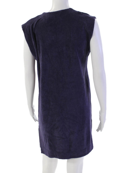 Eres Womens Terry V-Neck Lace Up Pullover Sleeveless Mini Dress Purple Size M