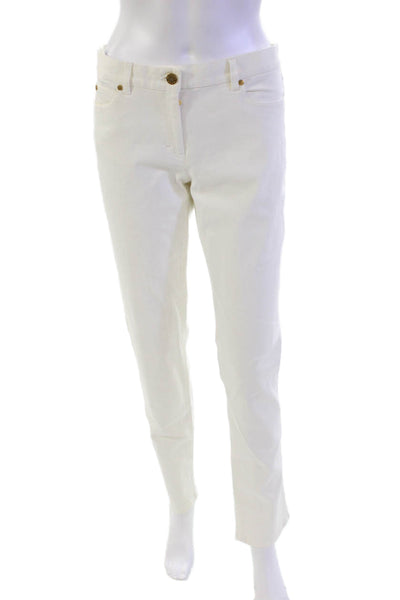 Michael Kors Womens Cotton Denim Five Pocket Mid-Rise Tapered Jeans Cream Size 8