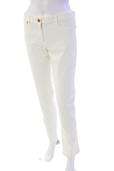 Michael Kors Womens Cotton Denim Five Pocket Mid-Rise Tapered Jeans Cream Size 8