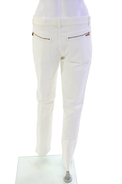 Michael Kors Womens Cotton Denim Five Pocket Mid-Rise Tapered Jeans Cream Size 8