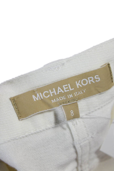 Michael Kors Womens Cotton Denim Five Pocket Mid-Rise Tapered Jeans Cream Size 8
