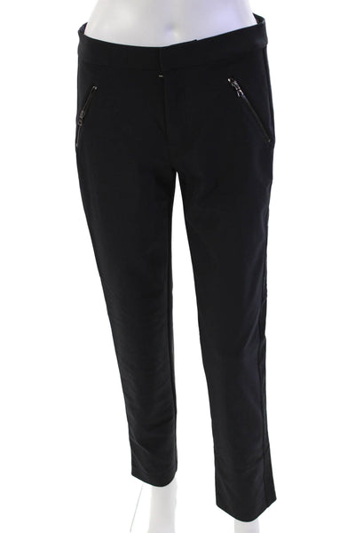 Rebecca Taylor Womens Mid-Rise Hook Closure Tapered Pants Trousers Black Size 6