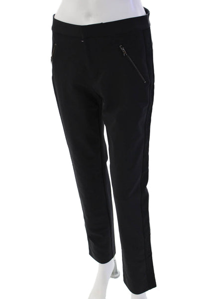 Rebecca Taylor Womens Mid-Rise Hook Closure Tapered Pants Trousers Black Size 6