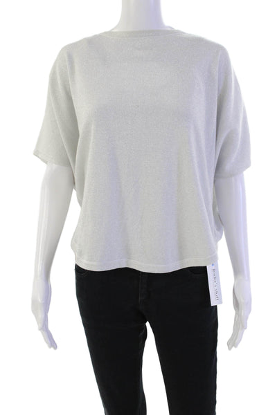 Planet by Lauren G Womens Metallic Cotton Blend Sweatshirt Top Gray Size OS