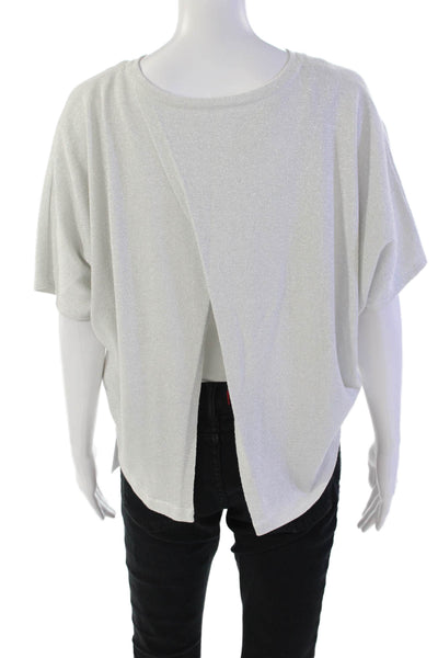 Planet by Lauren G Womens Metallic Cotton Blend Sweatshirt Top Gray Size OS