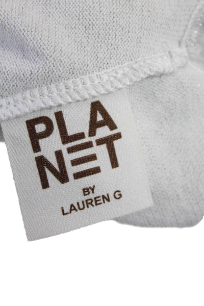 Planet by Lauren G Womens Metallic Cotton Blend Sweatshirt Top Gray Size OS