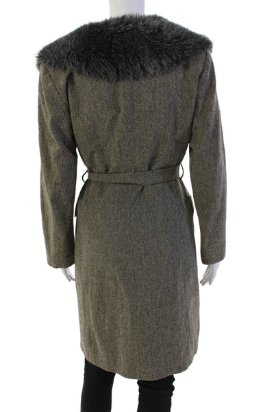 Kookai Womens Textured Long Sleeve Belted Lined Jacket Gray Size EUR 38