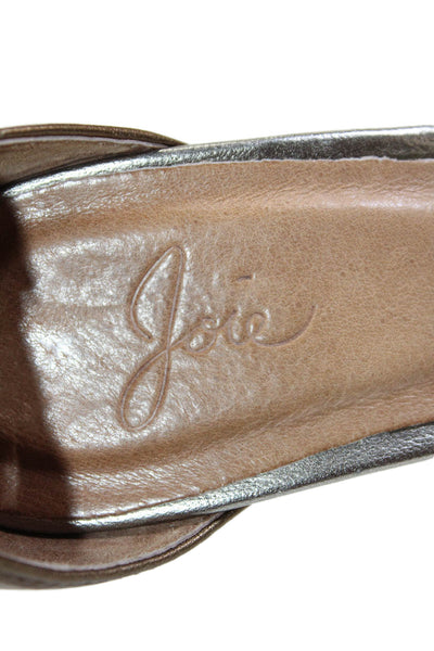 Joie Womens Leather Double Strapped Open Toe Stiletto Heels Gold Size 8.5