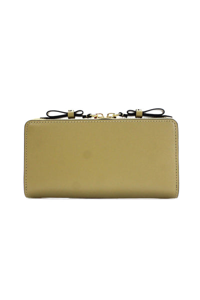 ZAC Zac Posen Womens Leather Zippered Pouch Detail Long Wallet Brown 3.5" X 7.5"