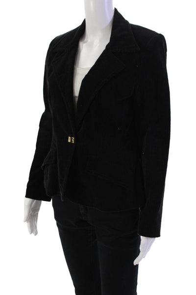 Cynthia Rowley Womens Cotton Long Sleeve Lined Corduroy Jacket Black Size S