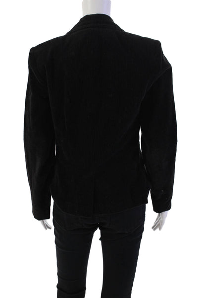Cynthia Rowley Womens Cotton Long Sleeve Lined Corduroy Jacket Black Size S
