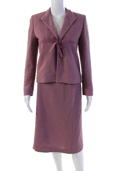 Les Prairies De Paris Womens Wool Textured Dress Short Skirt Blazer Set Pink Siz