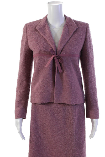 Les Prairies De Paris Womens Wool Textured Dress Short Skirt Blazer Set Pink Siz
