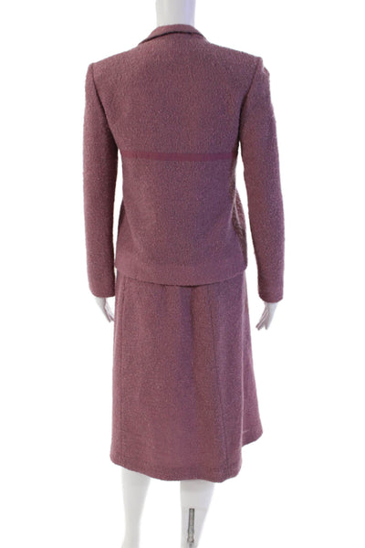Les Prairies De Paris Womens Wool Textured Dress Short Skirt Blazer Set Pink Siz