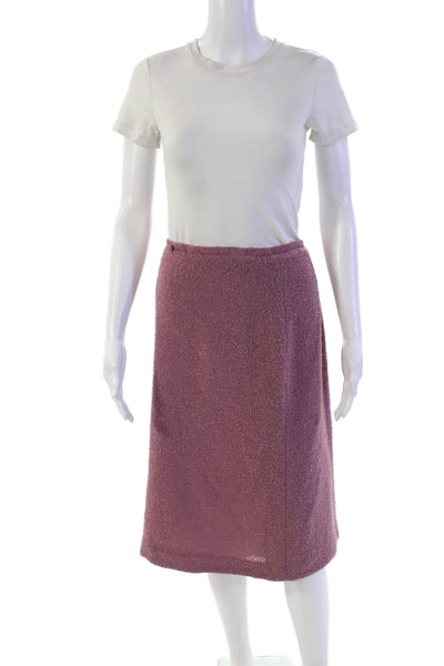 Les Prairies De Paris Womens Wool Textured Dress Short Skirt Blazer Set Pink Siz
