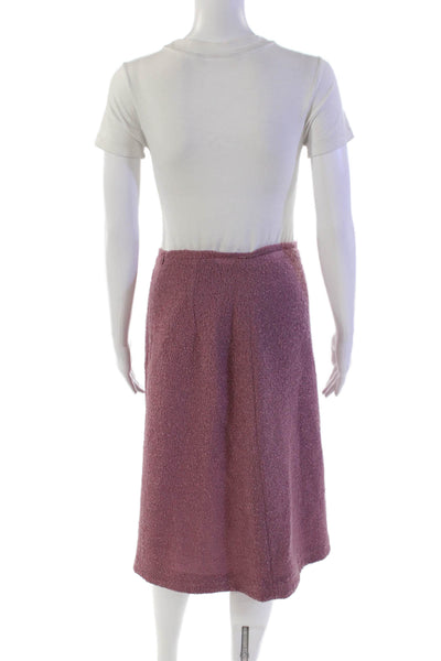Les Prairies De Paris Womens Wool Textured Dress Short Skirt Blazer Set Pink Siz