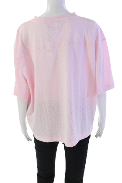 TNA Womens Endgame Perforated Print V-Neck Pullover Jersey Top Villa Pink Size M