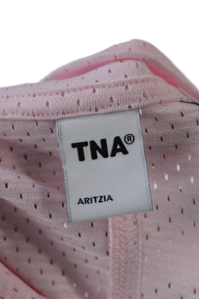 TNA Womens Endgame Perforated Print V-Neck Pullover Jersey Top Villa Pink Size M