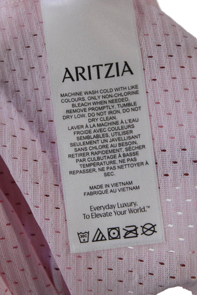 TNA Womens Endgame Perforated Print V-Neck Pullover Jersey Top Villa Pink Size M