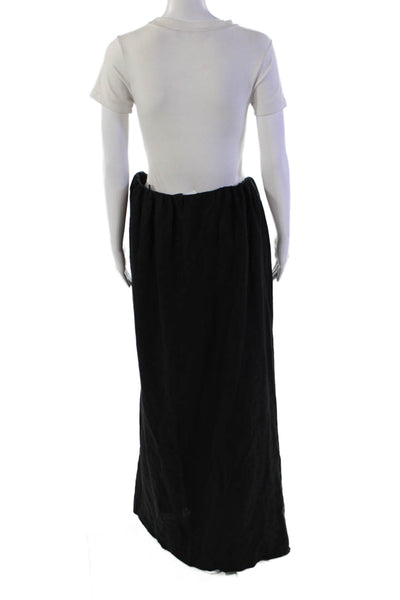 Babaton Womens Linen Elastic Waist Flare Split Hem Maxi Skirt Black Size M