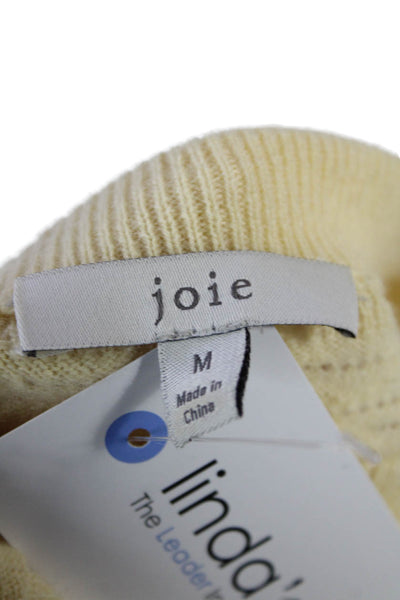 Joie Womens Short Sleeve V Neck Pointelle Knit Top Beige WoolS ize Medium